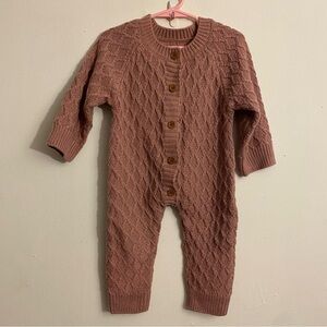 Rose Pink Knit Acrylic Onesie: Size 90 or 18-24 mos